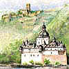 Pfalz im Rhein bei Kaub und Burg Gutenfels